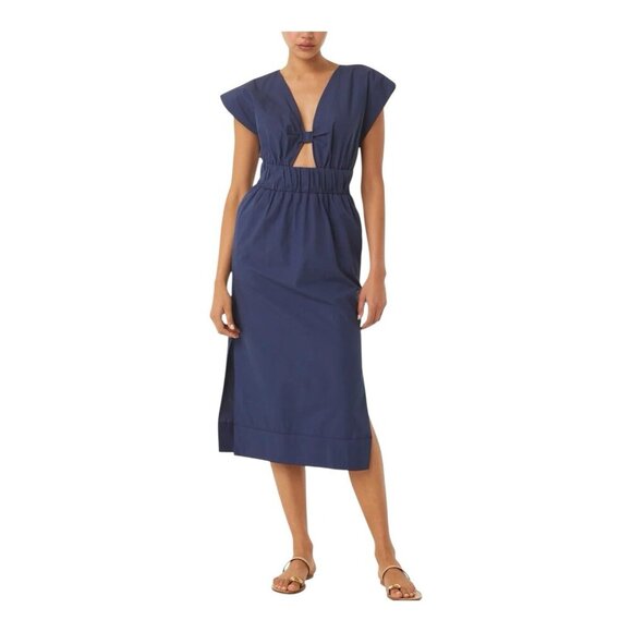 Misa Los Angeles Claudine Dress Size Large Midnight Blue 100% Cotton Coastal NWT - Picture 1 of 13